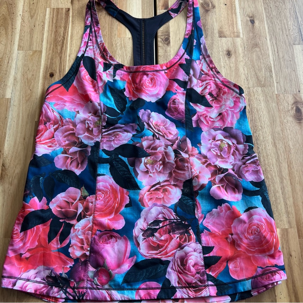 Lululemon Floral Racerback Tank Top Pink Roses – Size Approx S